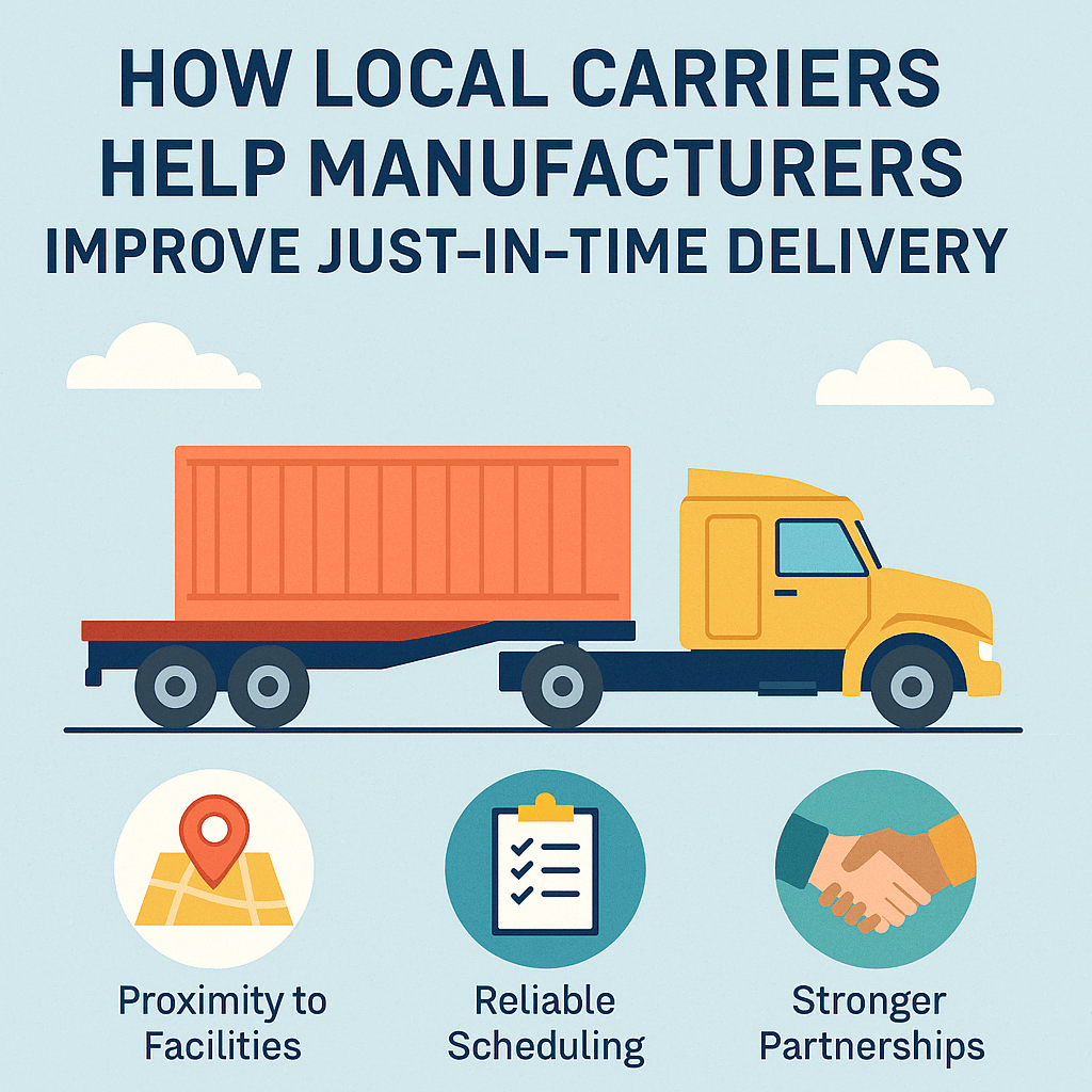 Truck delivering to a manufacturing facility for just-in-time production